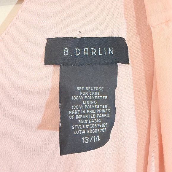 B. Darlin Blush Pleated Maxi Dress | Prom Dress | Bridesmaid Dress | Size 13/14 - Picture 8 of 10